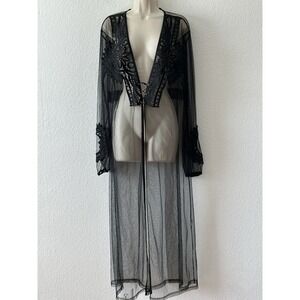 Love University Black Sheer Robe Womens 2XL Whimsigoth Dark Romantic